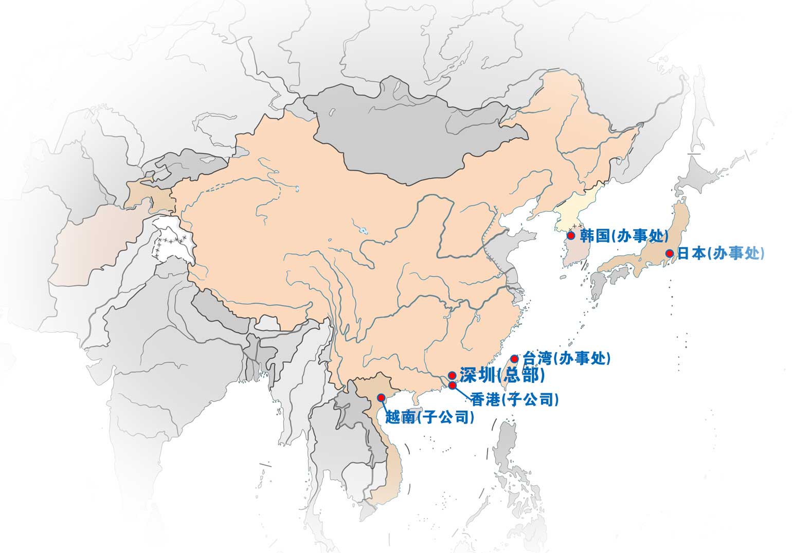 朋威科技分支机构分布图